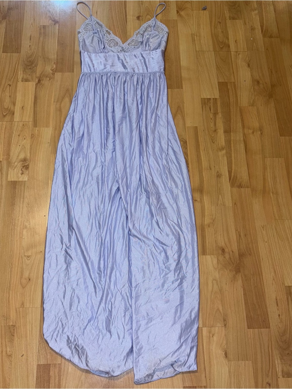 Lily of France Light Lavender Lace-Trim Maxi Slip Dress